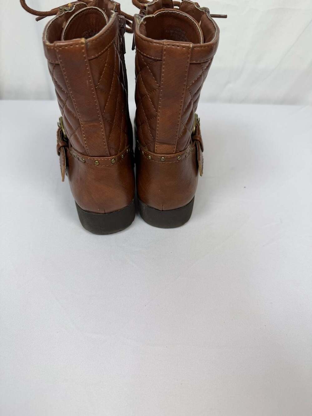 G by Guess Brown Quilted Lace-Up Combat Boots Size 7.5M - Picture 4 of 5